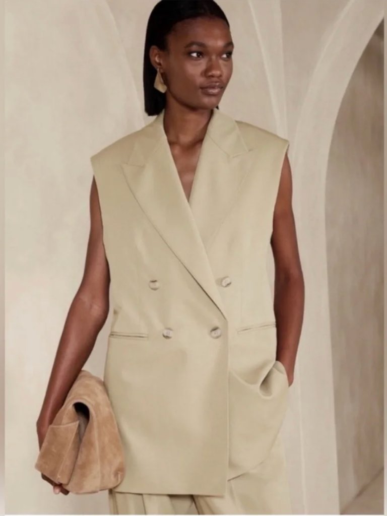 Banana Republic Italian Wool Double-Breasted Sleeveless Blazer Vest Size Large